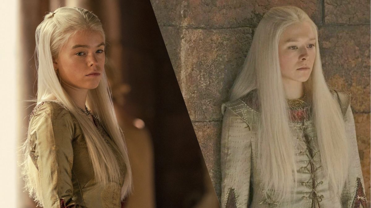Milly Alcock as Rhaenyra Targaryen and Emma D’Arcy Rhaenyra Targaryen in HBO