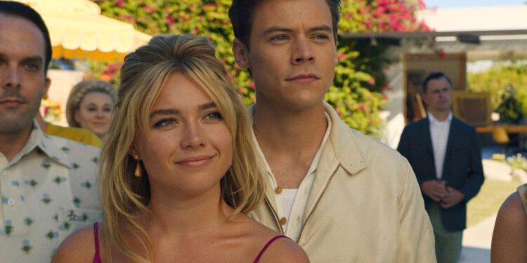 (L to R) Florence Pugh as Alice and Harry Styles as Jack in Don
