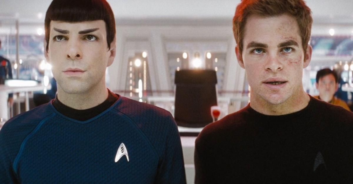 (L to R) Zachary Quinto as Spock and Chris Pine as Kirk in Star Trek, one of the best Netflix sci-fi movies