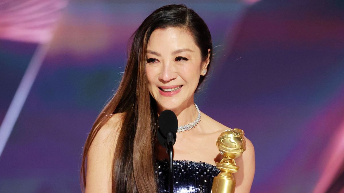 Michelle Yeoh accepts the Best Actress in a Motion Picture – Musical or Comedy award for